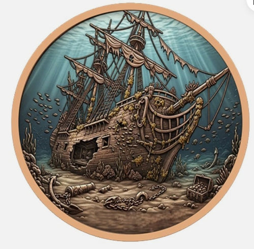 2026 5 oz Liberia Shipwreck Colorized Copper Round (New in Capsule)