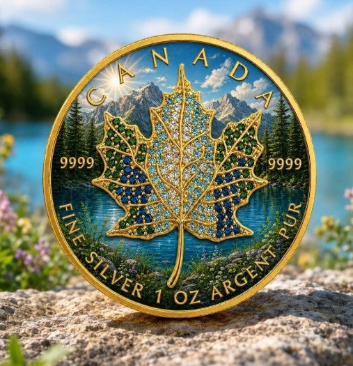 PRESALE ONLY - 2026 Maple Seasons Summer Bejeweled 1 oz Silver Coin