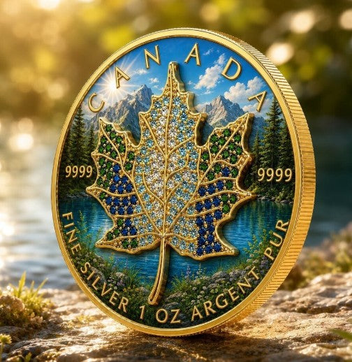 PRESALE ONLY - 2026 Maple Seasons Summer Bejeweled 1 oz Silver Coin