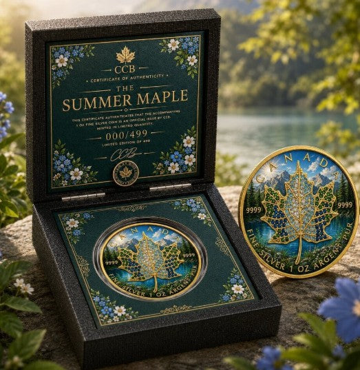 PRESALE ONLY - 2026 Maple Seasons Summer Bejeweled 1 oz Silver Coin