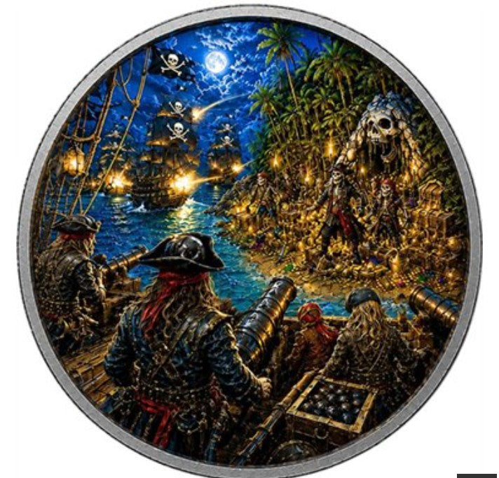 PRESALE ONLY - TREASURE ISLAND Deadman's Last Plunder 1 Oz Silver Coin 2$ Niue 2026