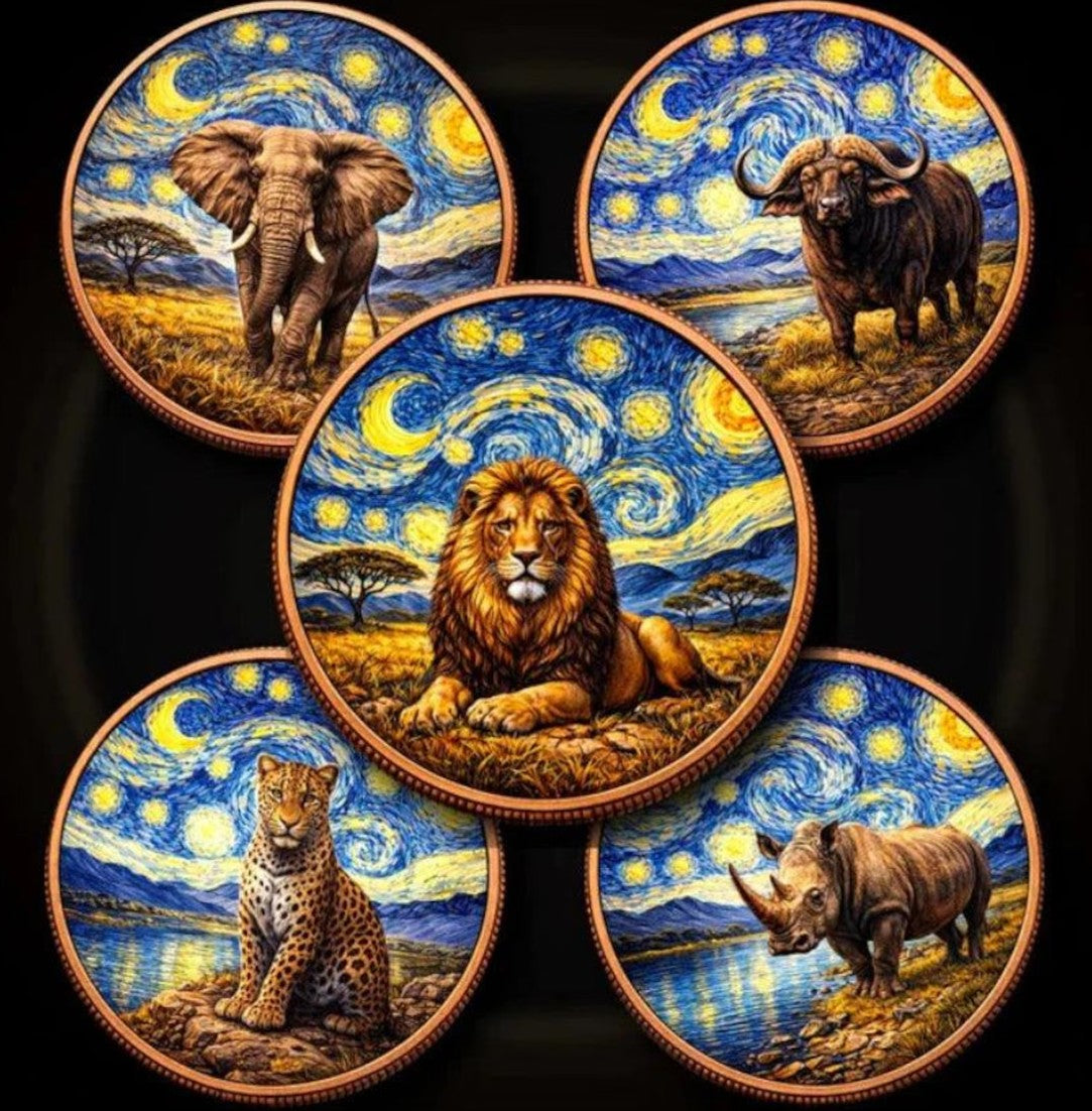 2026 African Big Five Starry Night Fusion 5 x 1 oz 999 Copper Set in Blister