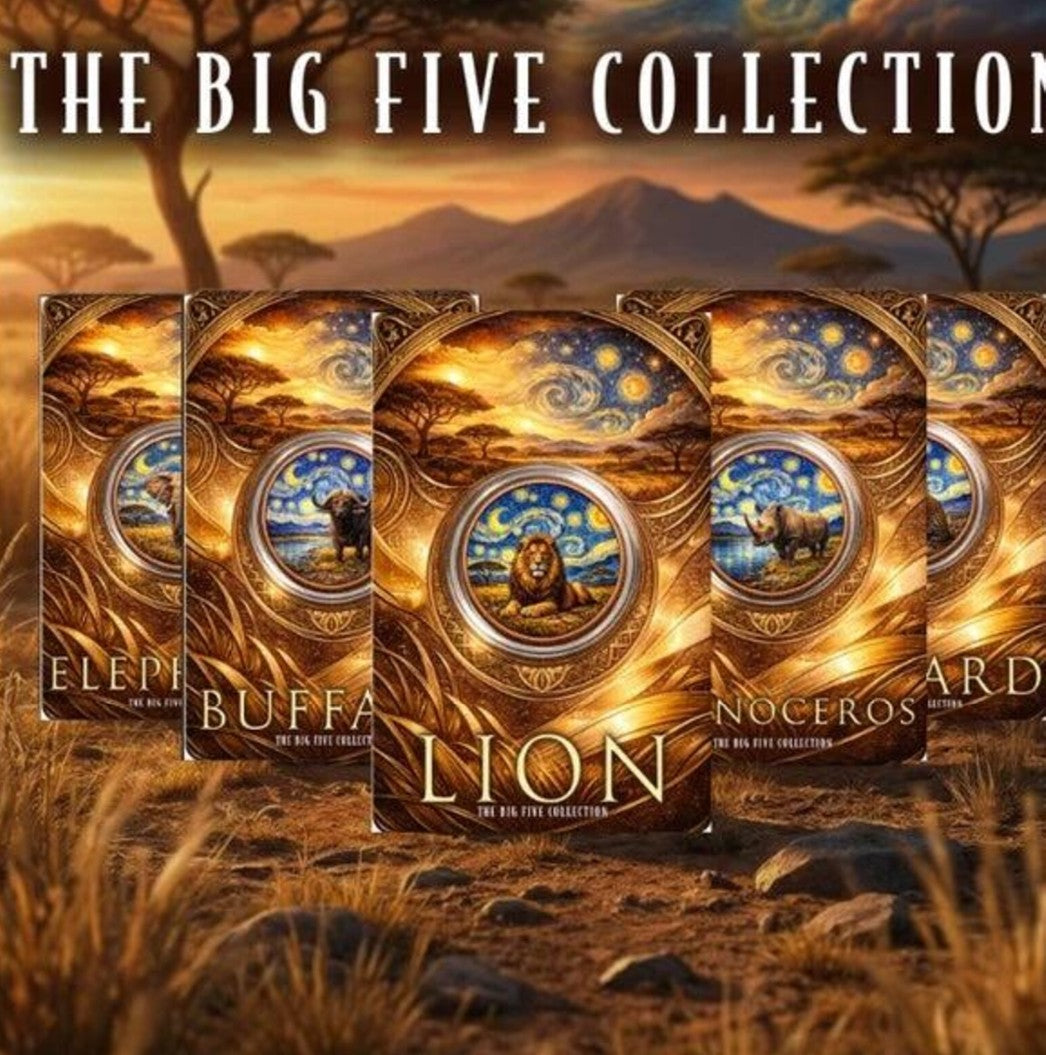2026 African Big Five Starry Night Fusion 5 x 1 oz 999 Copper Set in Blister