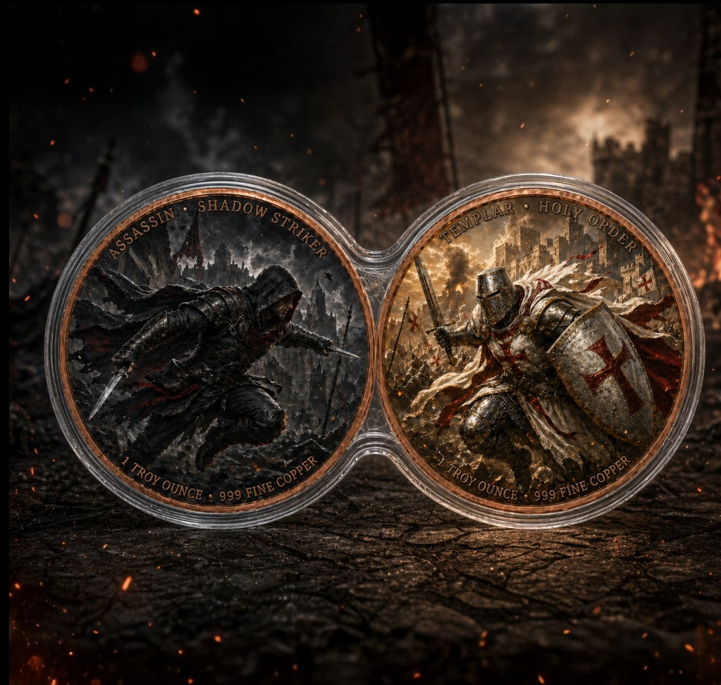 PRESALE ONLY - Assassin vs Templar Infinity Copper Coin Pair | 2 x 1 Troy Ounce COPPER