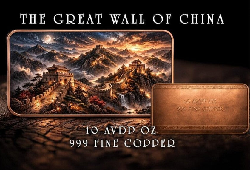 PRESALE ONLY - Great Wall of China 10 oz Copper Bar