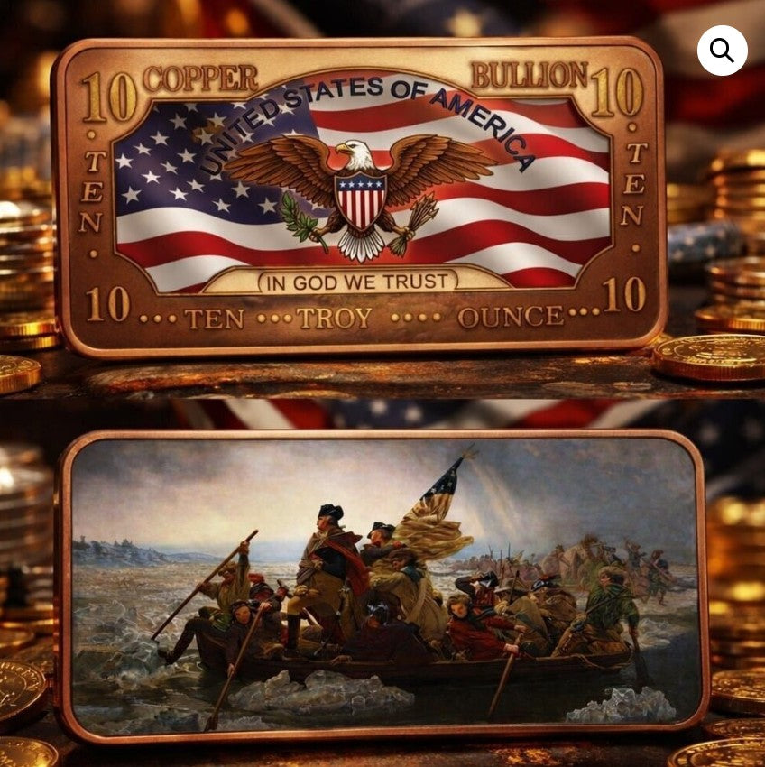 PRESALE ONLY - George Washington Crosses the Deleware  10 oz Copper Bar