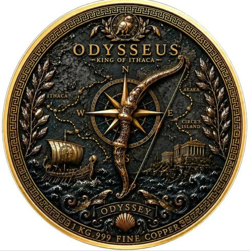 PRESALE ONLY - 2026 Odysseus King of Ithaca 1 Kilo Colorized Copper