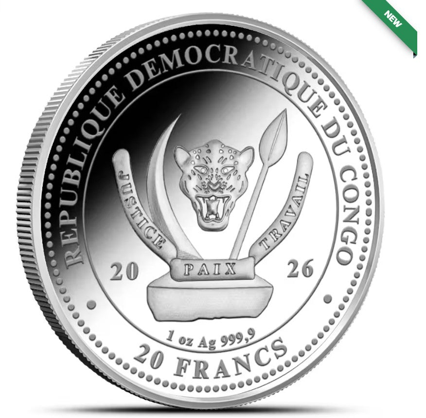 PRESALE ONLY - 2026 Congo World's Wildlife Shark Colorized 1 oz Silver Coin