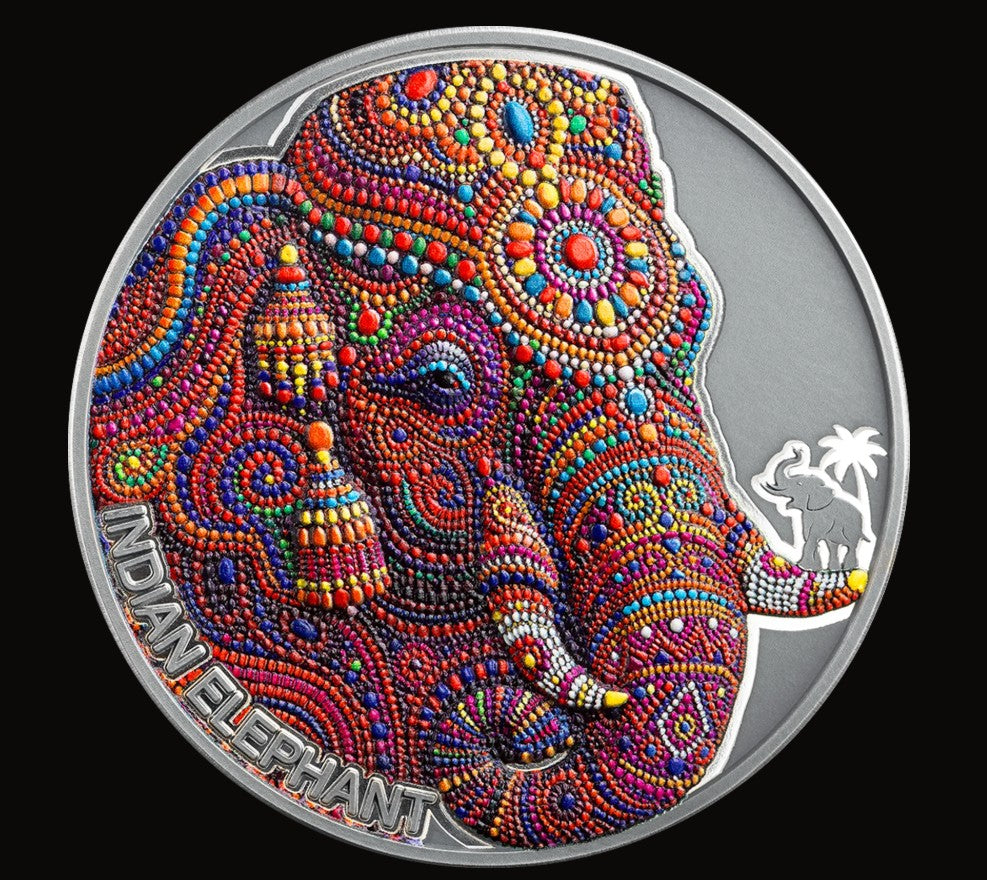 PRESALE ONLY - 2026 Indian Elephant 2oz Silver Antique Coin