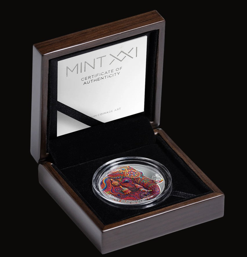 PRESALE ONLY - 2026 Indian Elephant 2oz Silver Antique Coin
