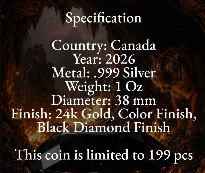 PRESALE ONLY - 2026 Canada Maple Leaf Blazing Tiger Black Diamond Edition