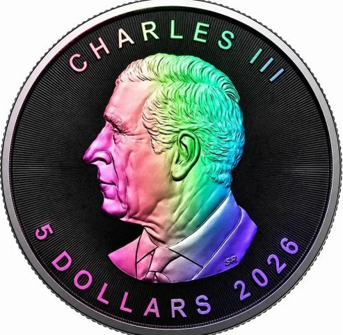 PRESALE ONLY - 2026 Maple Leaf Cyber Neon Holo Edition 1 oz Silver Coin