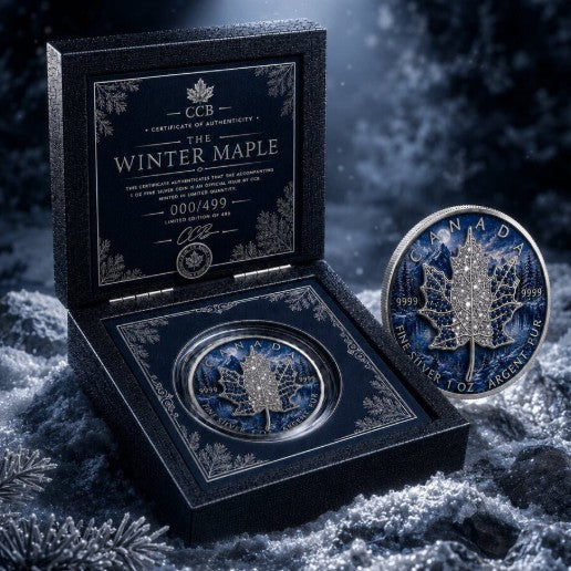 PRESALE ONLY - 2026 Season Winter Maple Bejeweled 1 oz Silver Coin