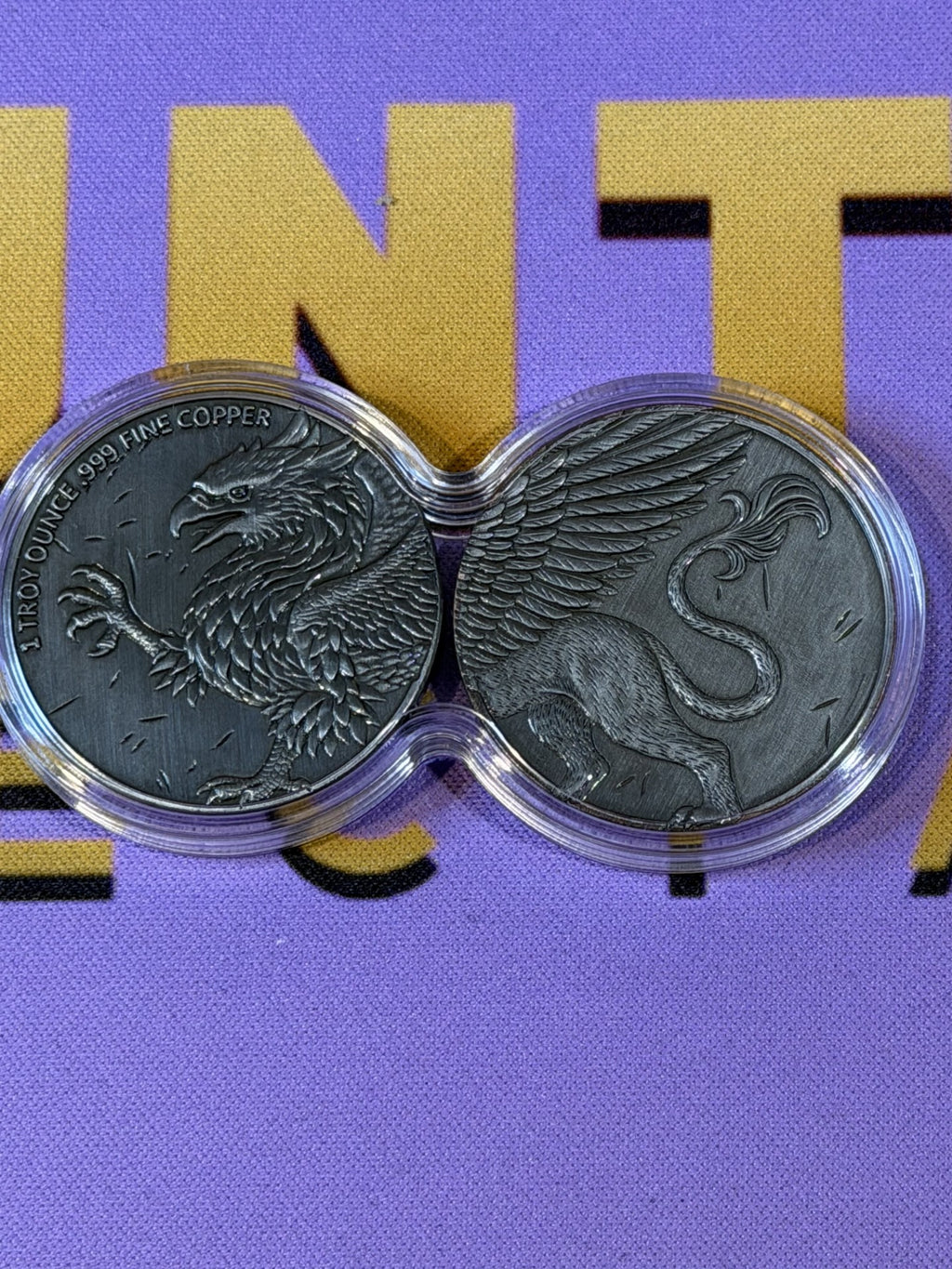 2 x 1 oz Griffin .999 Copper Medal in Infinity Capsule